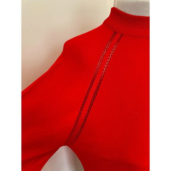 Vtg Exmoor Mock Turtleneck Red Sweater Pullover Union MAde USA Zip Knit Crewneck - Picture 9 of 13